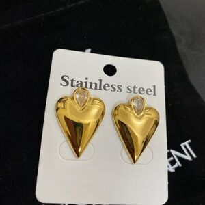 Gold Heart Stainless Steel Earrings